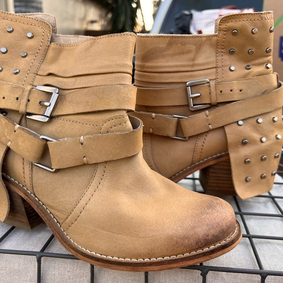 Naughty Monkey Tan Ankle Boots with Studded Straps - Picture 2 of 7